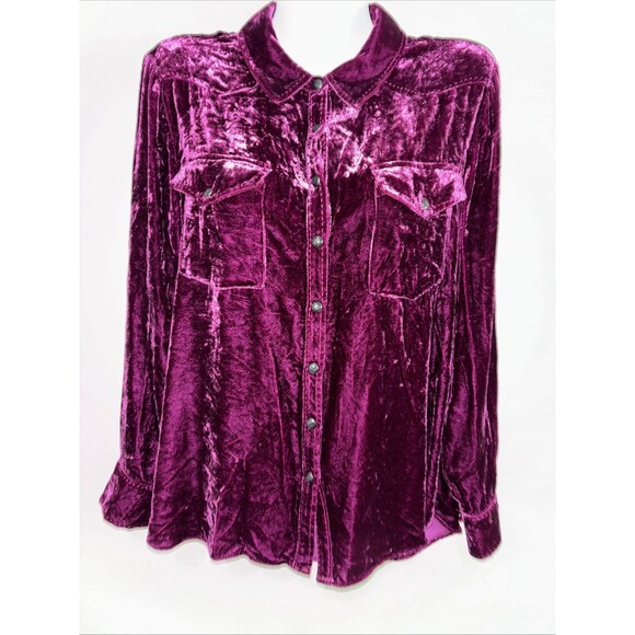 Sundance Cassity Velvet Shirt M Button Down Western Pearl Snap Silk Blend Rodeo - Picture 2 of 10